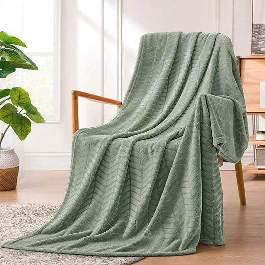 Flannel Throw Blanket Sage Green